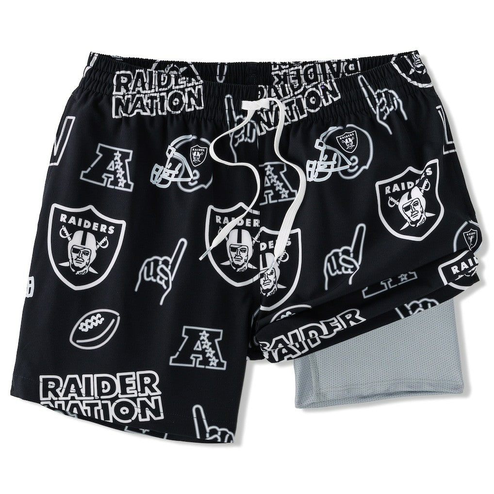 Las Vegas Raiders Chubbies The Neon 5.5" Classic Lined Swim Trunks - Black