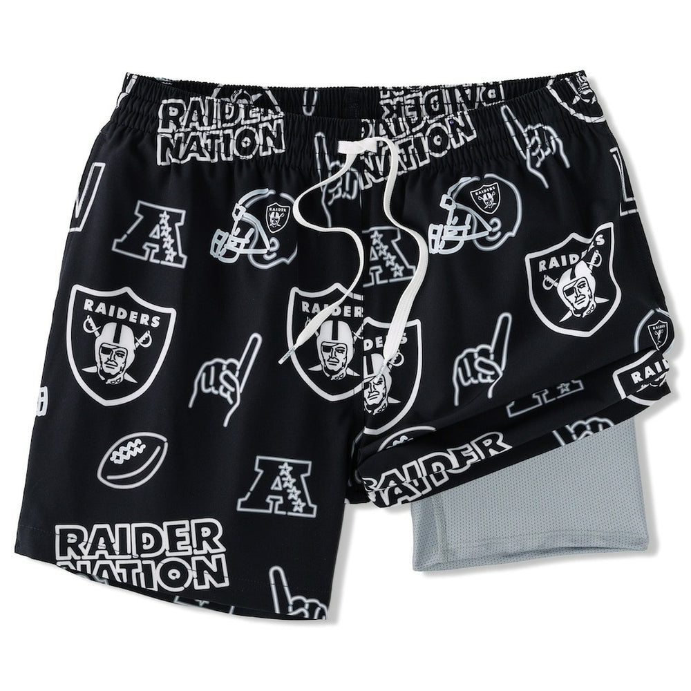 Las Vegas Raiders Chubbies The Neon 5.5" Classic Lined Swim Trunks - Black