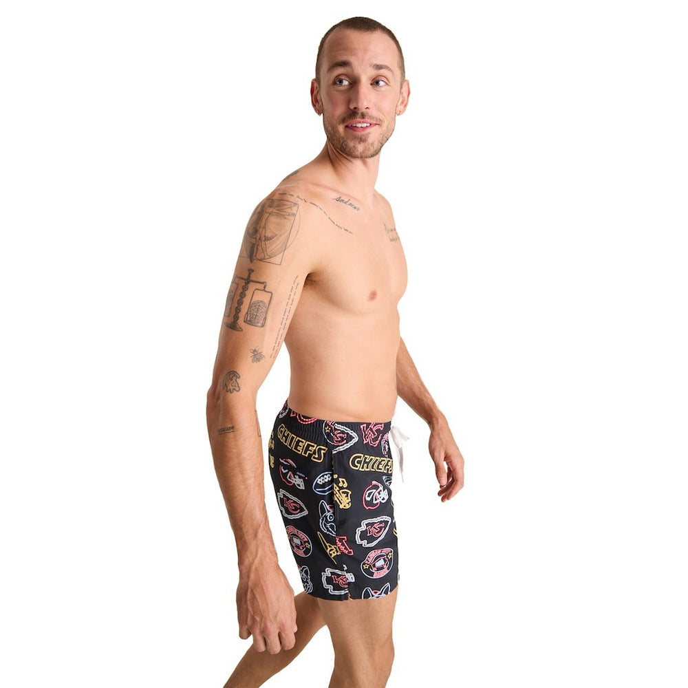 Kansas City Chiefs Chubbies The Neon 5.5" Classic Lined Swim Trunks - Black