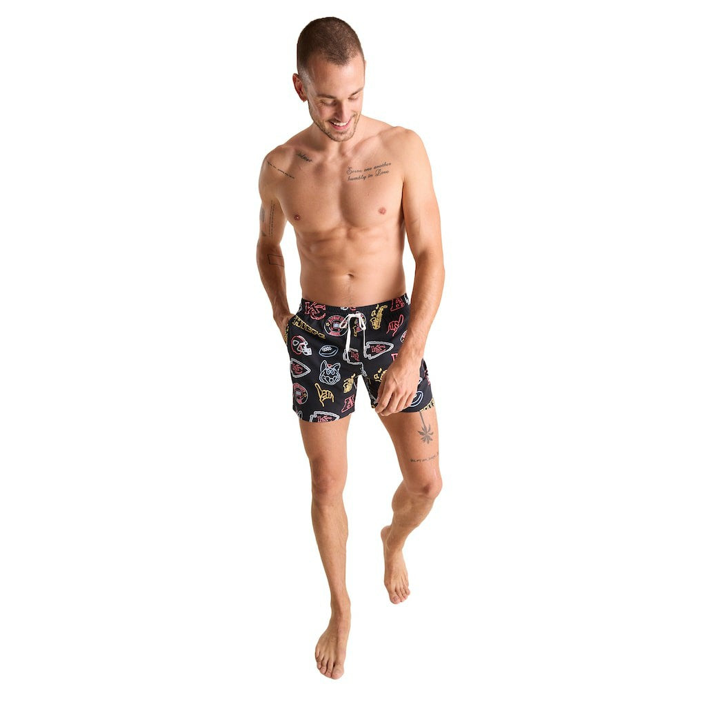 Kansas City Chiefs Chubbies The Neon 5.5" Classic Lined Swim Trunks - Black