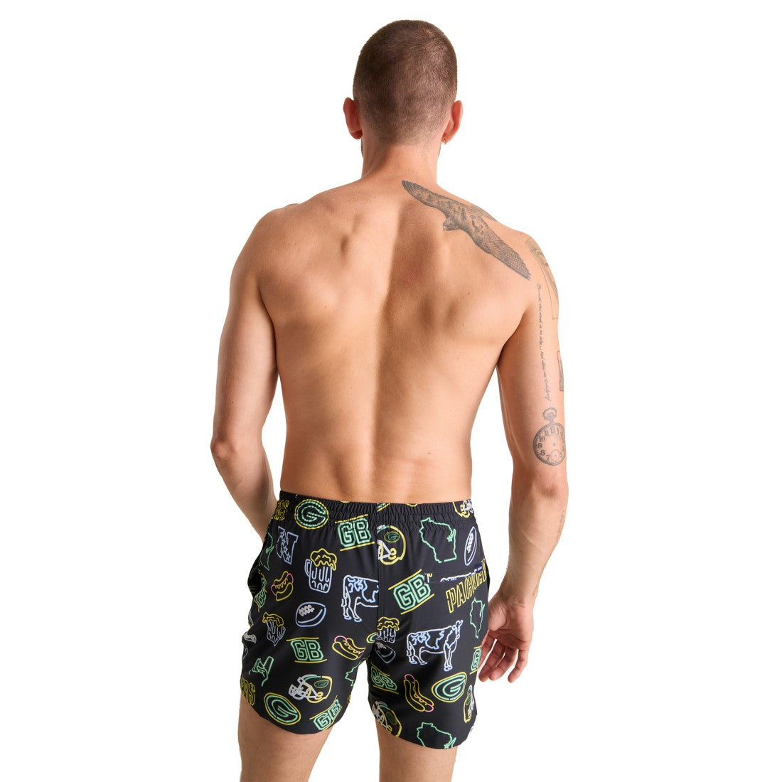 Green Bay Packers Chubbies The Neon 5.5" Classic Lined Swim Trunks - Black