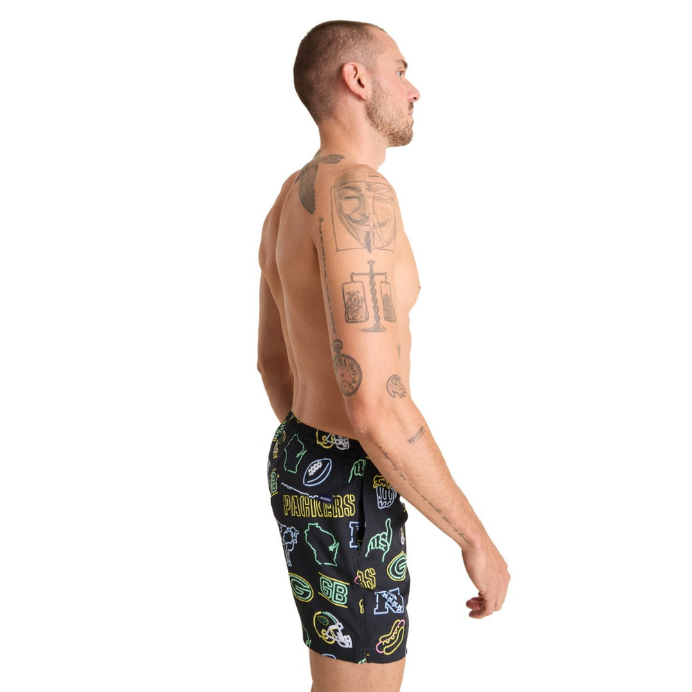 Green Bay Packers Chubbies The Neon 5.5" Classic Lined Swim Trunks - Black
