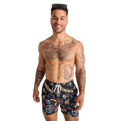Pittsburgh Steelers Chubbies The Neon 5.5" Classic Lined Swim Trunks - Black