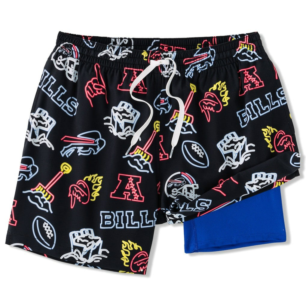 Buffalo Bills Chubbies The Neon 5.5" Classic Lined Swim Trunks - Black