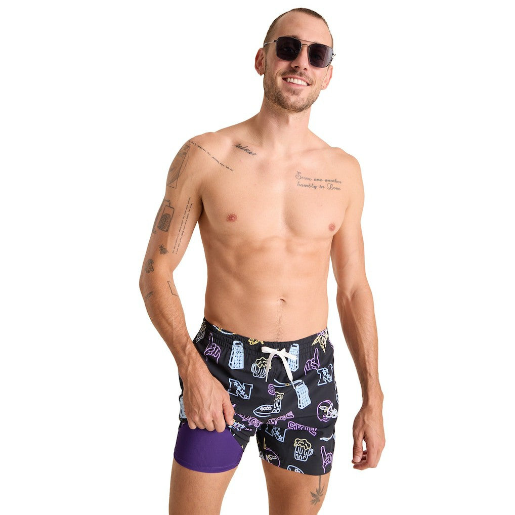 Minnesota Vikings Chubbies The Neon 5.5" Classic Lined Swim Trunks - Black