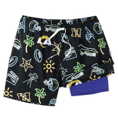 Los Angeles Rams Chubbies The Neon 5.5" Classic Lined Swim Trunks - Black