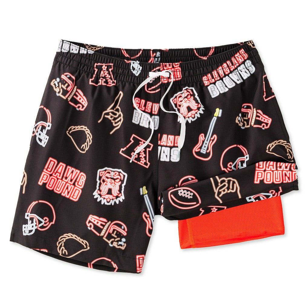 Cleveland Browns Chubbies The Neon 5.5" Classic Lined Swim Trunks - Brown