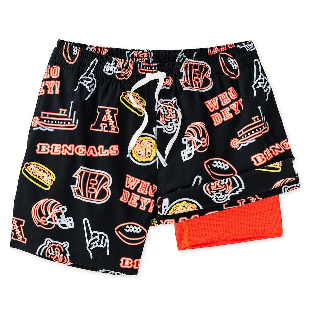 Cincinnati Bengals Chubbies The Neon 5.5" Classic Lined Swim Trunks - Black