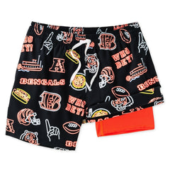 Cincinnati Bengals Chubbies The Neon 5.5" Classic Lined Swim Trunks - Black