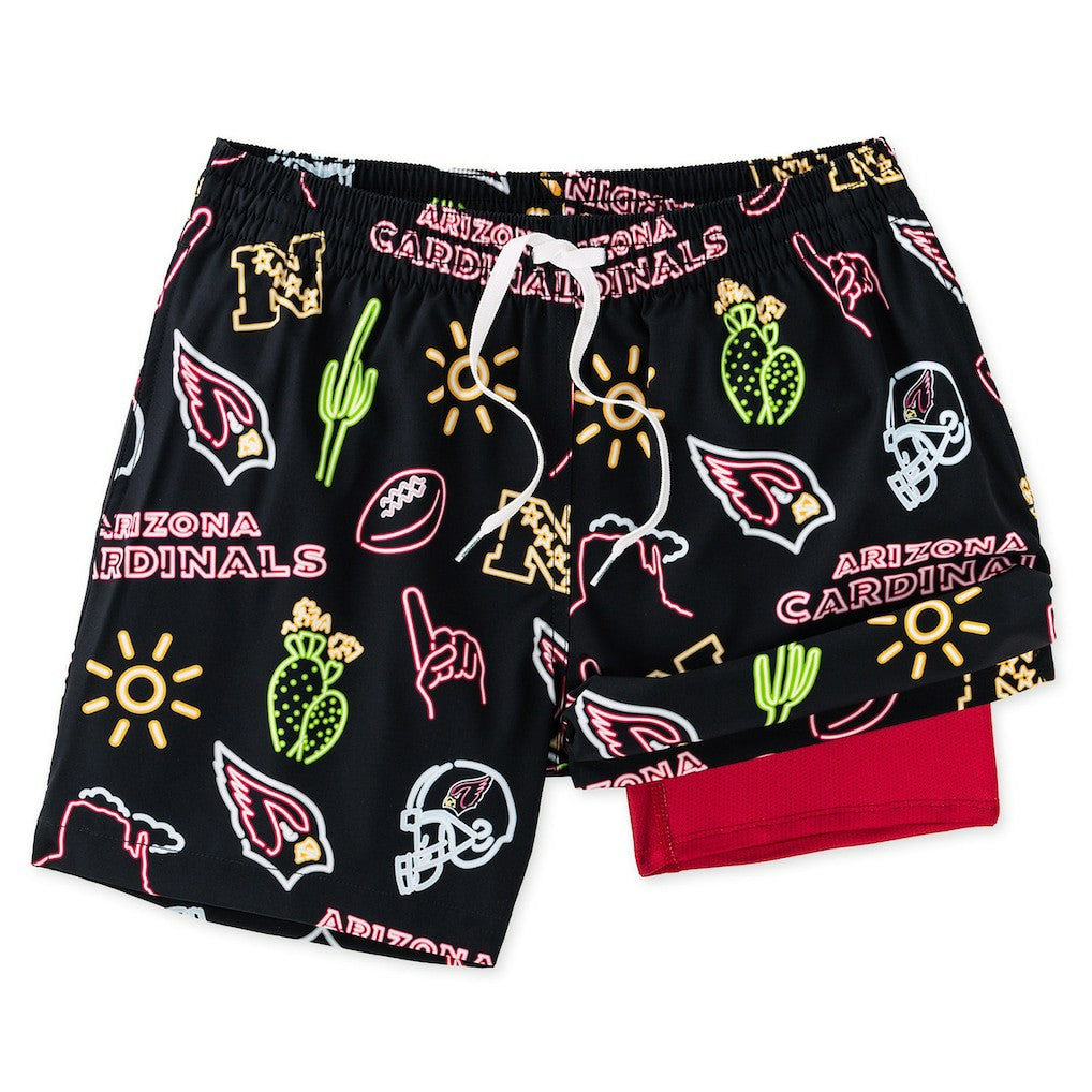 Arizona Cardinals Chubbies The Neon 5.5" Classic Lined Swim Trunks - Black