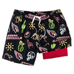 Arizona Cardinals Chubbies The Neon 5.5" Classic Lined Swim Trunks - Black