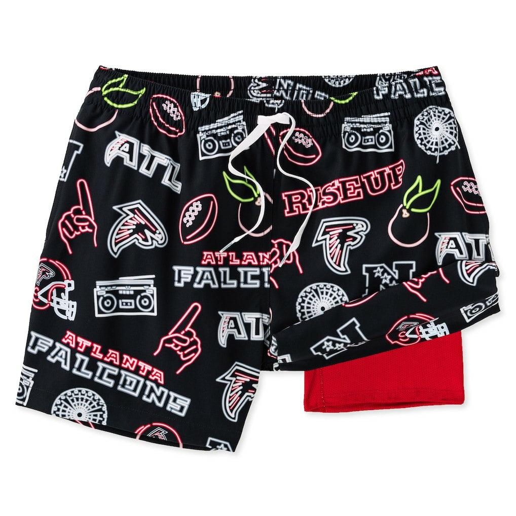 Atlanta Falcons Chubbies The Neon 5.5" Classic Lined Swim Trunks - Black