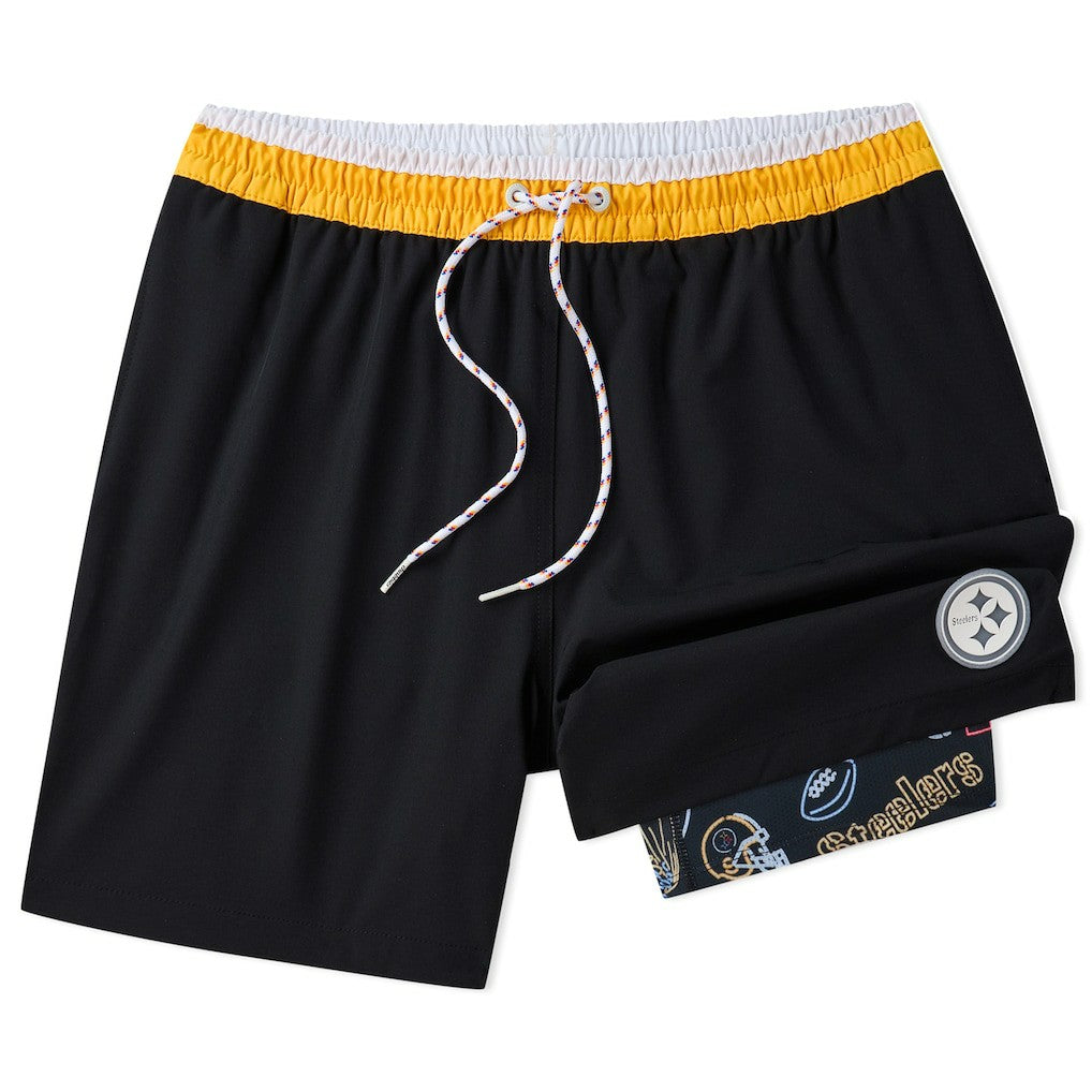 Pittsburgh Steelers Chubbies 5.5" Classic Lined Swim Trunks - Black