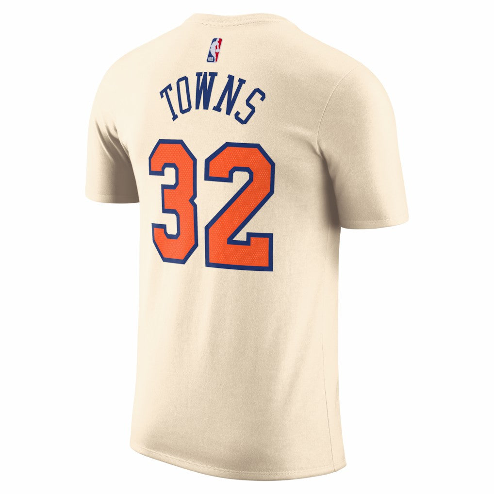 Karl-Anthony Towns New York Knicks Unisex 2025/26 City Edition Name & Number T-Shirt Cream - Nike