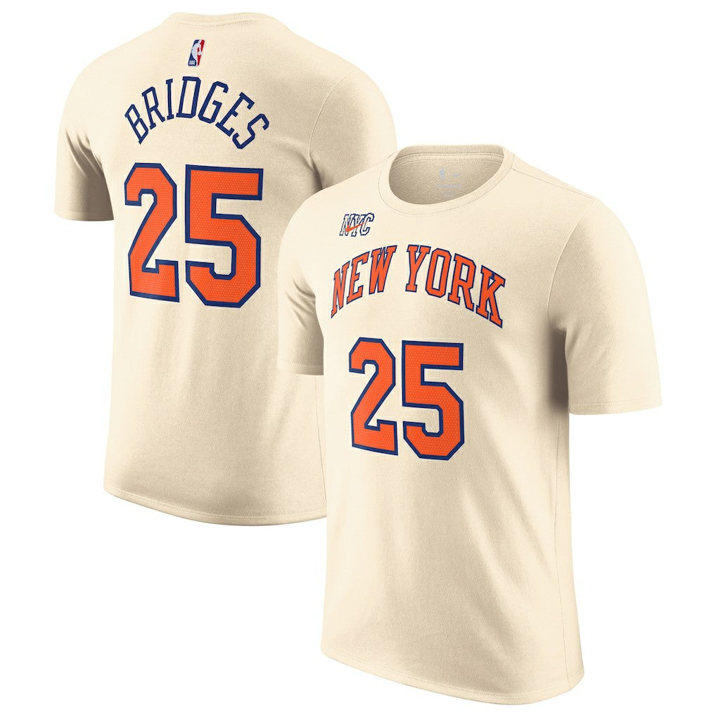 Mikal Bridges New York Knicks Unisex 2025/26 City Edition Name & Number T-Shirt Cream - Nike
