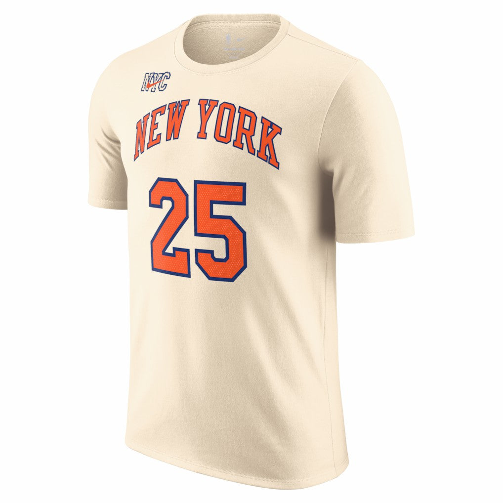 Mikal Bridges New York Knicks Unisex 2025/26 City Edition Name & Number T-Shirt Cream - Nike