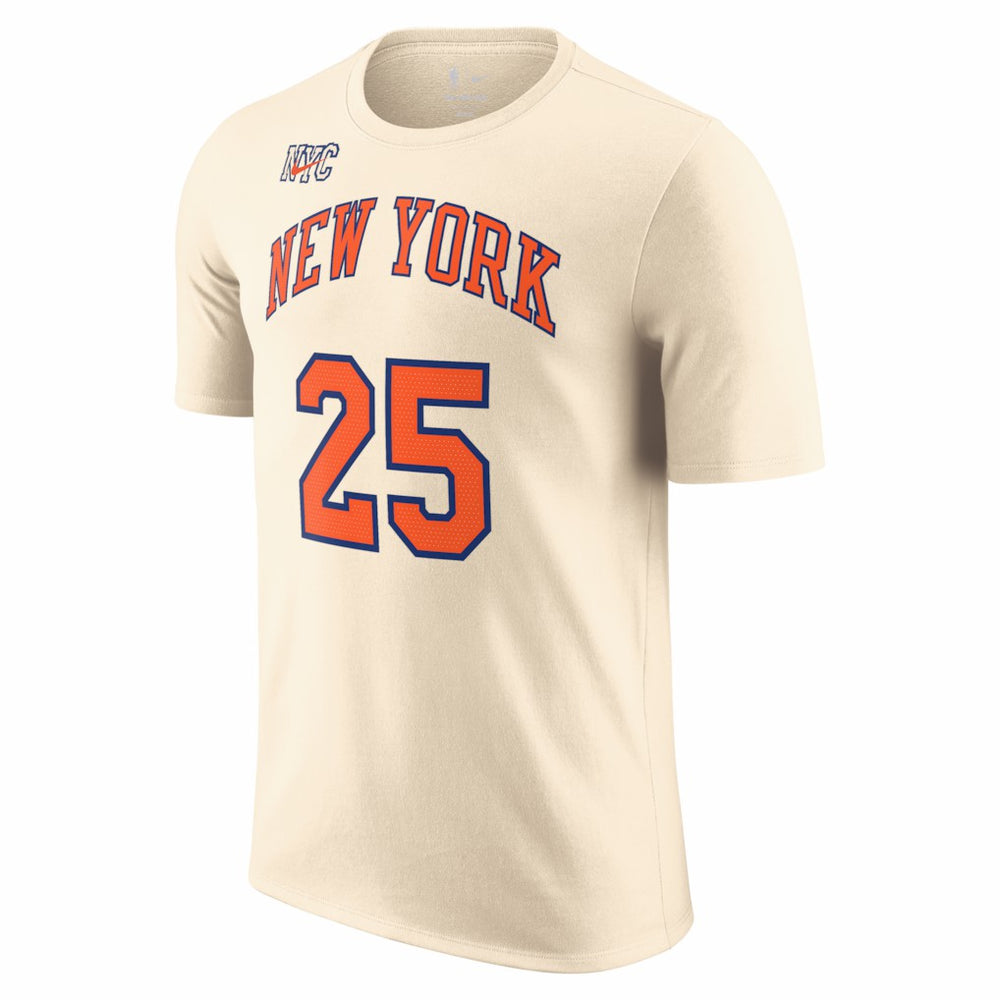 Mikal Bridges New York Knicks Unisex 2025/26 City Edition Name & Number T-Shirt Cream - Nike