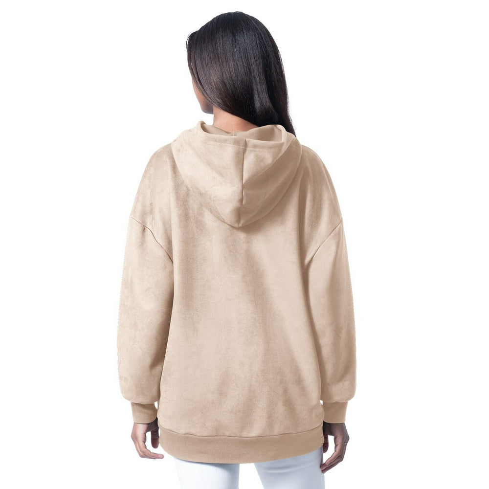 Miami Dolphins G-III 4Her by Carl Banks Women's Best Hitter Oversized Tunic Pullover Hoodie - Cream Hoodies