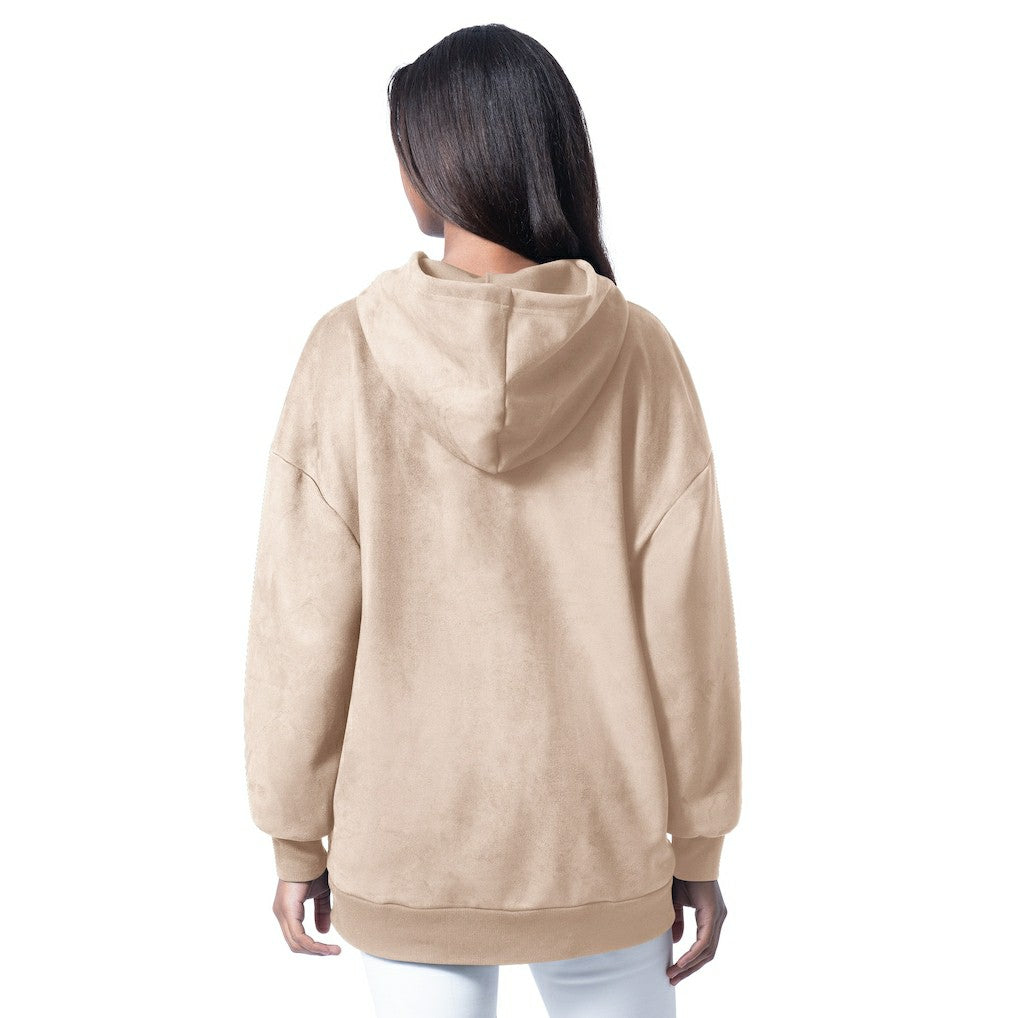 New England Patriots G-III 4Her by Carl Banks Women's Best Hitter Oversized Tunic Pullover Hoodie - Cream Hoodies