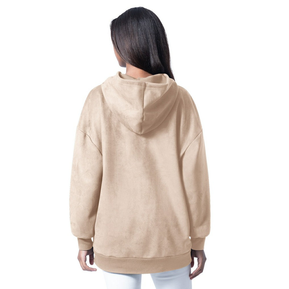 Cleveland Browns G-III 4Her by Carl Banks Women's Best Hitter Oversized Tunic Pullover Hoodie - Cream Hoodies