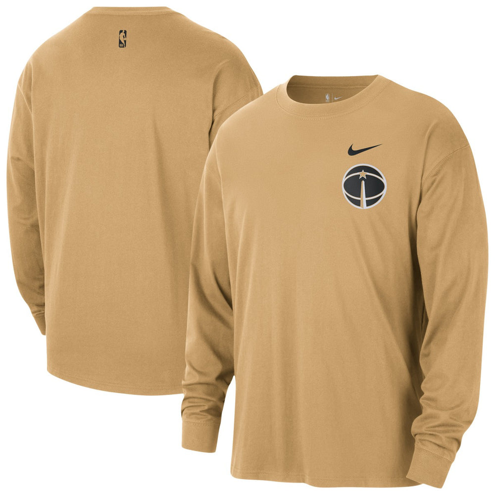 Washington Wizards 2025/26 City Edition Remix Essential Logo Long Sleeve T-Shirt Gold - Nike
