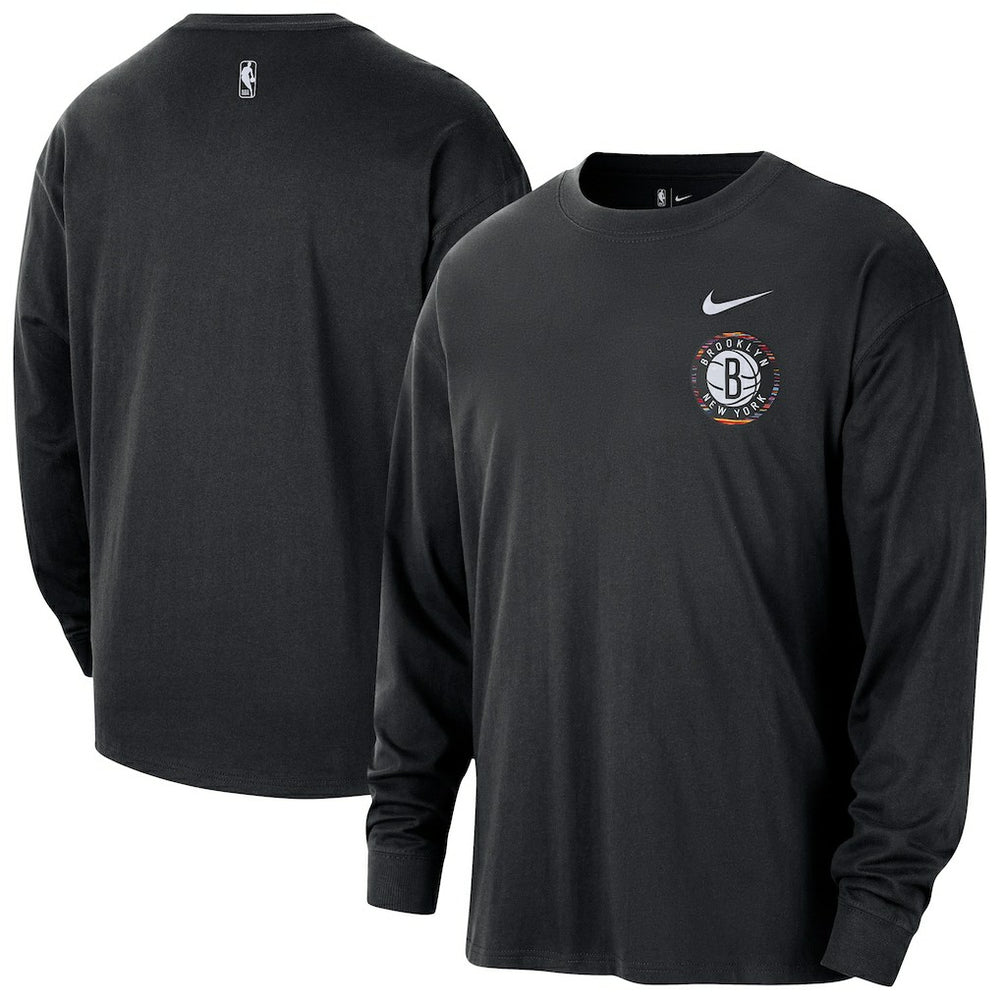 Brooklyn Nets 2025/26 City Edition Remix Essential Logo Long Sleeve T-Shirt Black - Nike