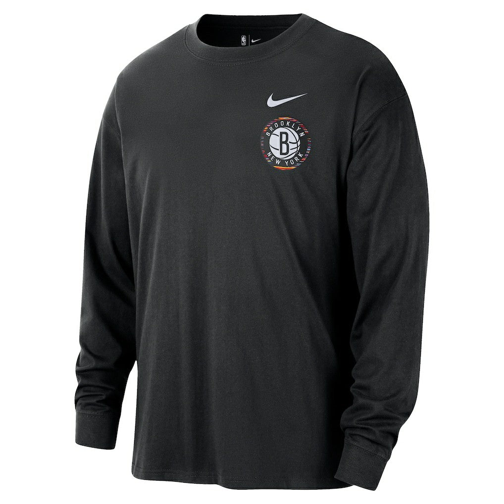 Brooklyn Nets 2025/26 City Edition Remix Essential Logo Long Sleeve T-Shirt Black - Nike
