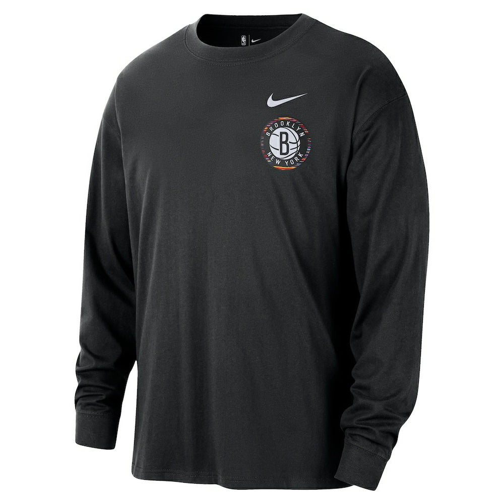 Brooklyn Nets 2025/26 City Edition Remix Essential Logo Long Sleeve T-Shirt Black - Nike
