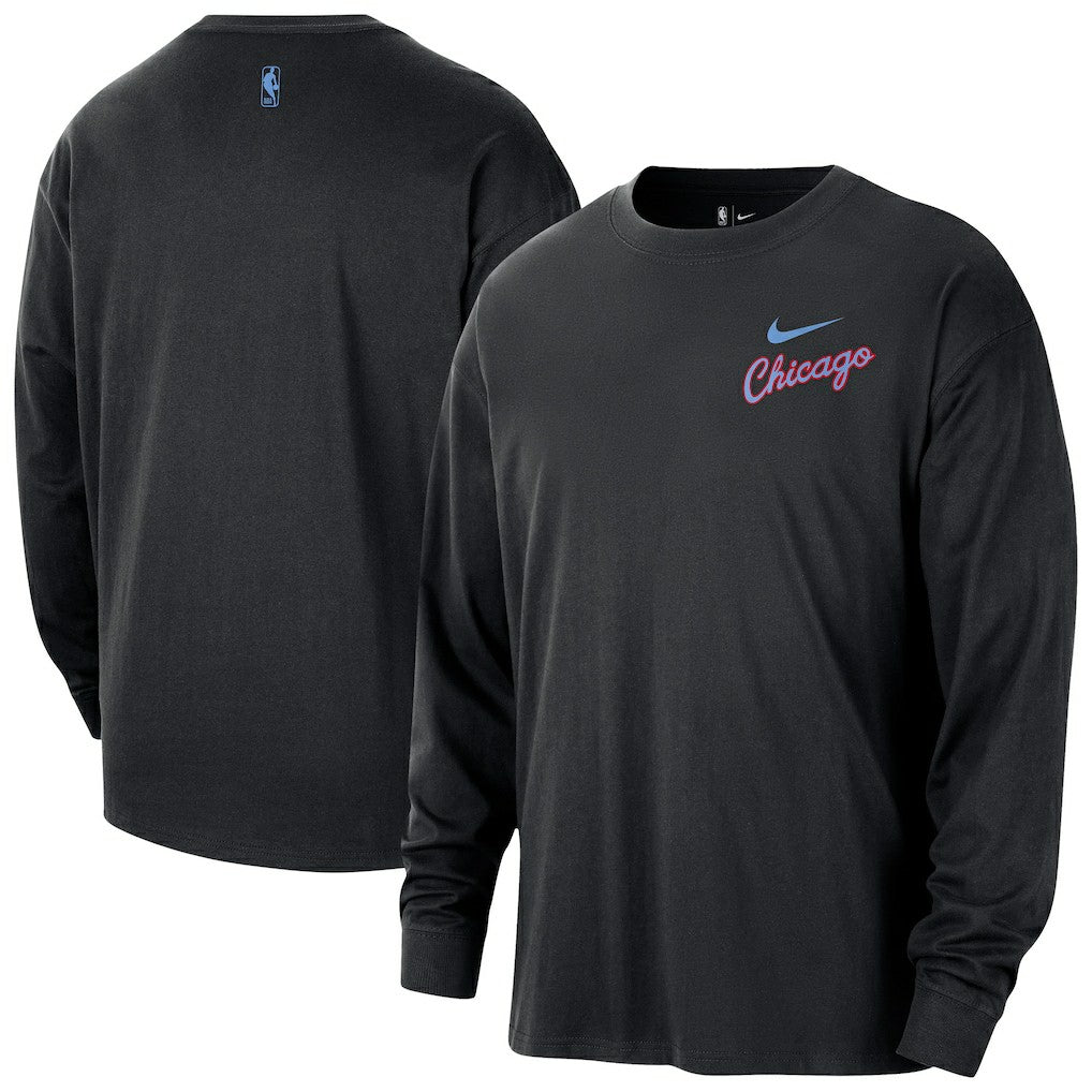 Chicago Bulls 2025/26 City Edition Remix Essential Logo Long Sleeve T-Shirt Black - Nike