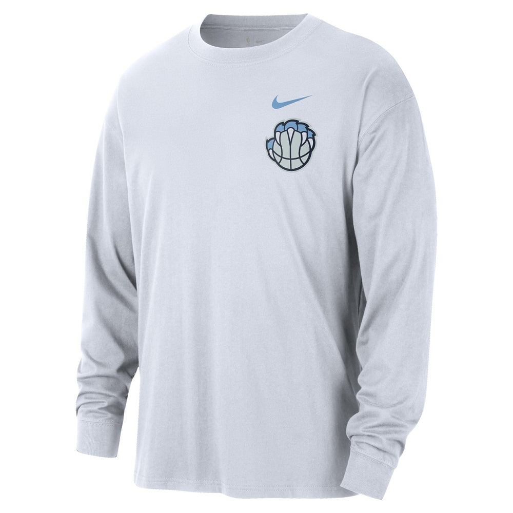 Memphis Grizzlies 2025/26 City Edition Remix Essential Logo Long Sleeve T-Shirt White - Nike