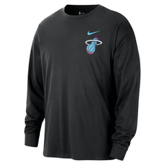 Miami Heat 2025/26 City Edition Remix Essential Logo Long Sleeve T-Shirt Black - Nike