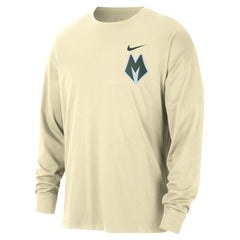 Milwaukee Bucks 2025/26 City Edition Remix Essential Logo Long Sleeve T-Shirt Cream - Nike