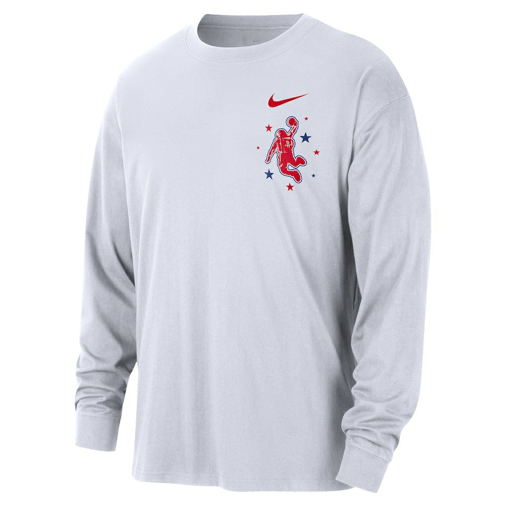 Houston Rockets 2025/26 City Edition Remix Essential Logo Long Sleeve T-Shirt White - Nike
