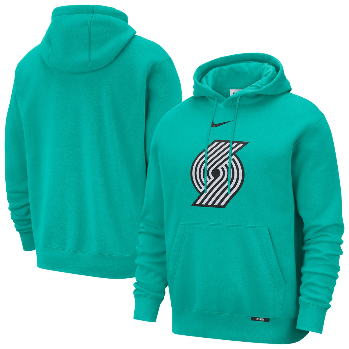 Portland Trail Blazers 2025/26 City Edition Essential Logo Remix Hoodie Green - Nike outlet