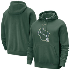 Milwaukee Bucks 2025/26 City Edition Essential Logo Remix Hoodie Hunter Green - Nike outlet