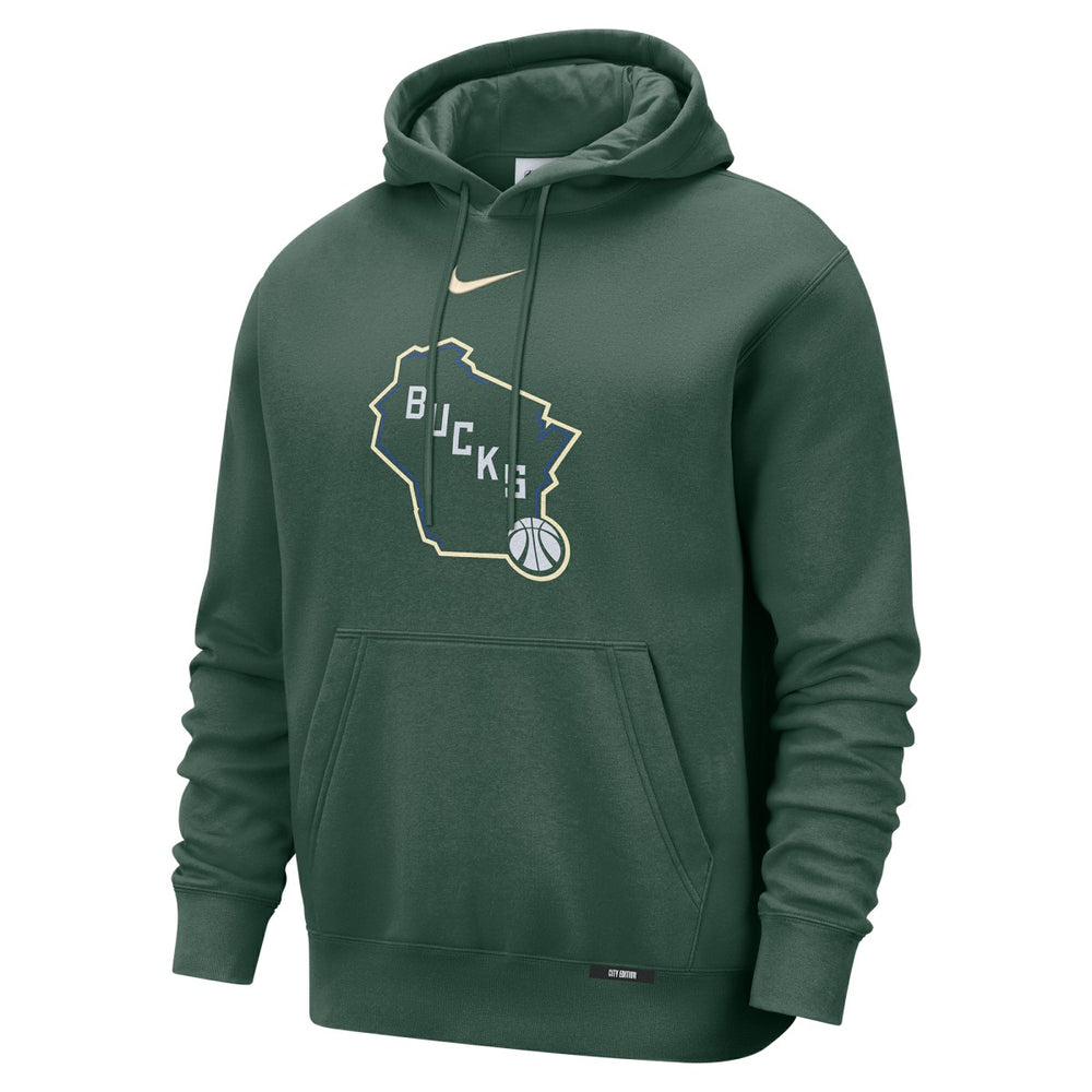 Milwaukee Bucks 2025/26 City Edition Essential Logo Remix Hoodie Hunter Green - Nike outlet