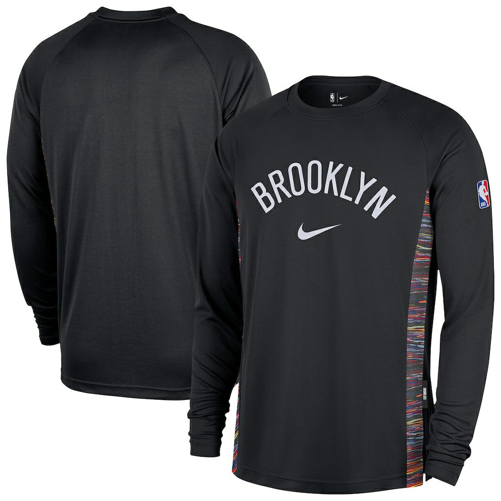 Brooklyn Nets 2025/26 City Edition Authentic Pregame Dri-FIT Long Sleeve Shooting T-Shirt Black - Nike