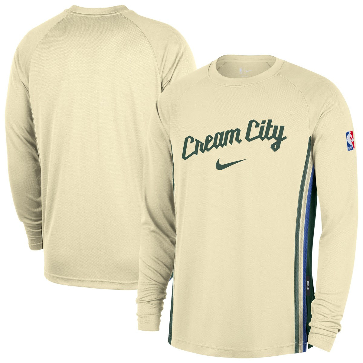 Milwaukee Bucks 2025/26 City Edition Authentic Pregame Dri-FIT Long Sleeve Shooting T-Shirt Cream - Nike