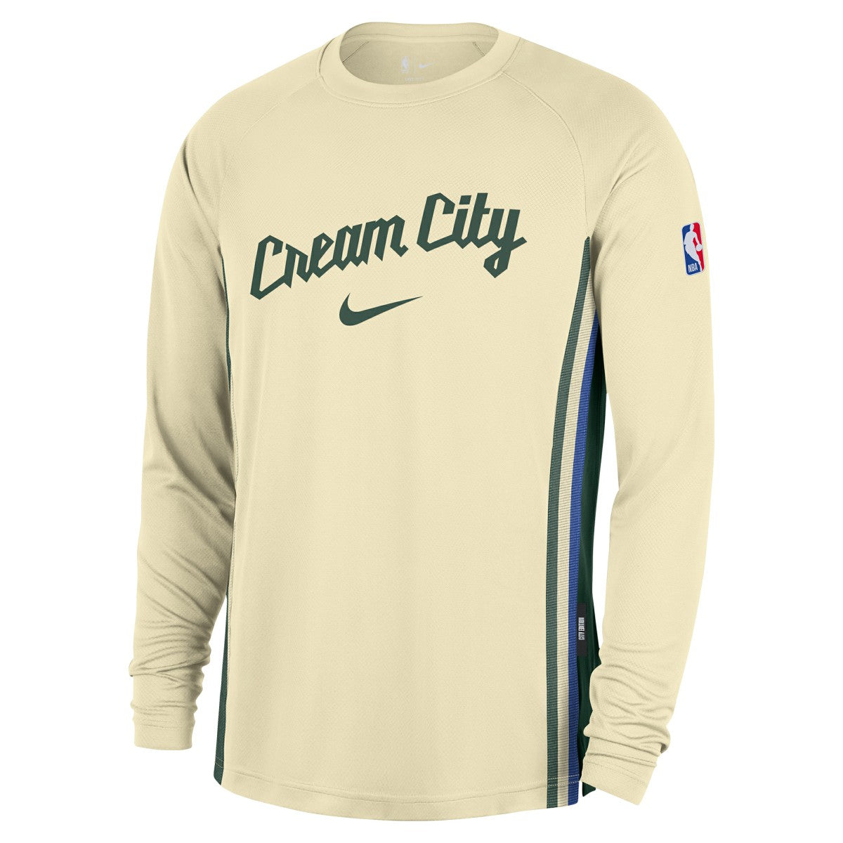 Milwaukee Bucks 2025/26 City Edition Authentic Pregame Dri-FIT Long Sleeve Shooting T-Shirt Cream - Nike