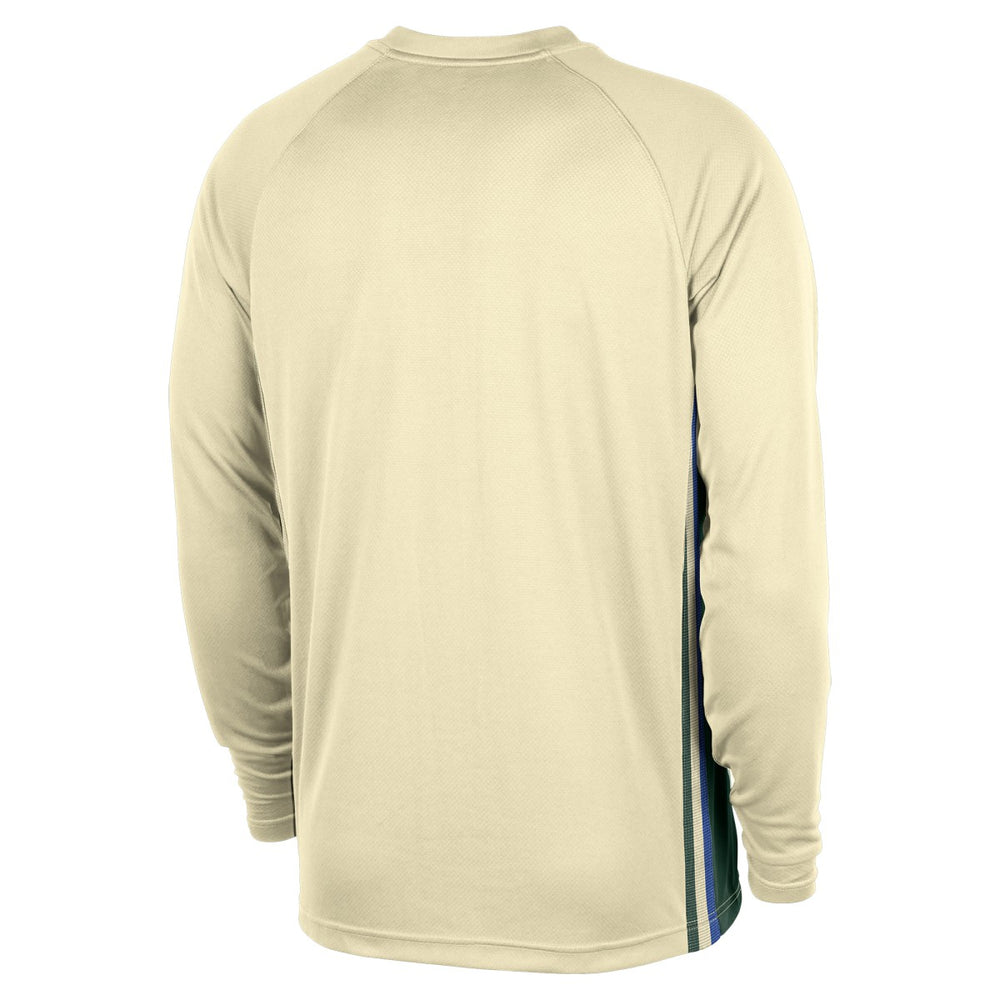 Milwaukee Bucks 2025/26 City Edition Authentic Pregame Dri-FIT Long Sleeve Shooting T-Shirt Cream - Nike