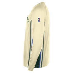 Milwaukee Bucks 2025/26 City Edition Authentic Pregame Dri-FIT Long Sleeve Shooting T-Shirt Cream - Nike