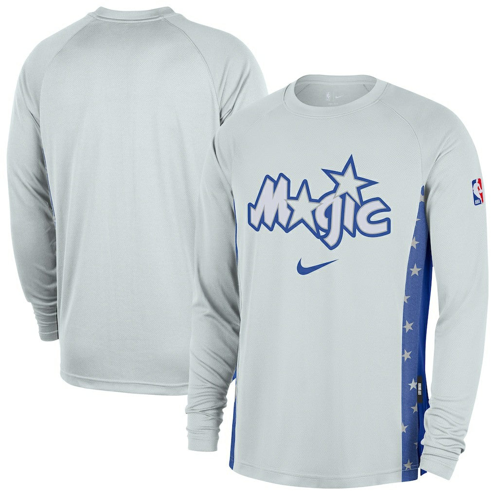 Orlando Magic 2025/26 City Edition Authentic Pregame Dri-FIT Long Sleeve Shooting T-Shirt Silver - Nike