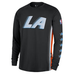 LA Clippers 2025/26 City Edition Authentic Pregame Dri-FIT Long Sleeve Shooting T-Shirt Black - Nike