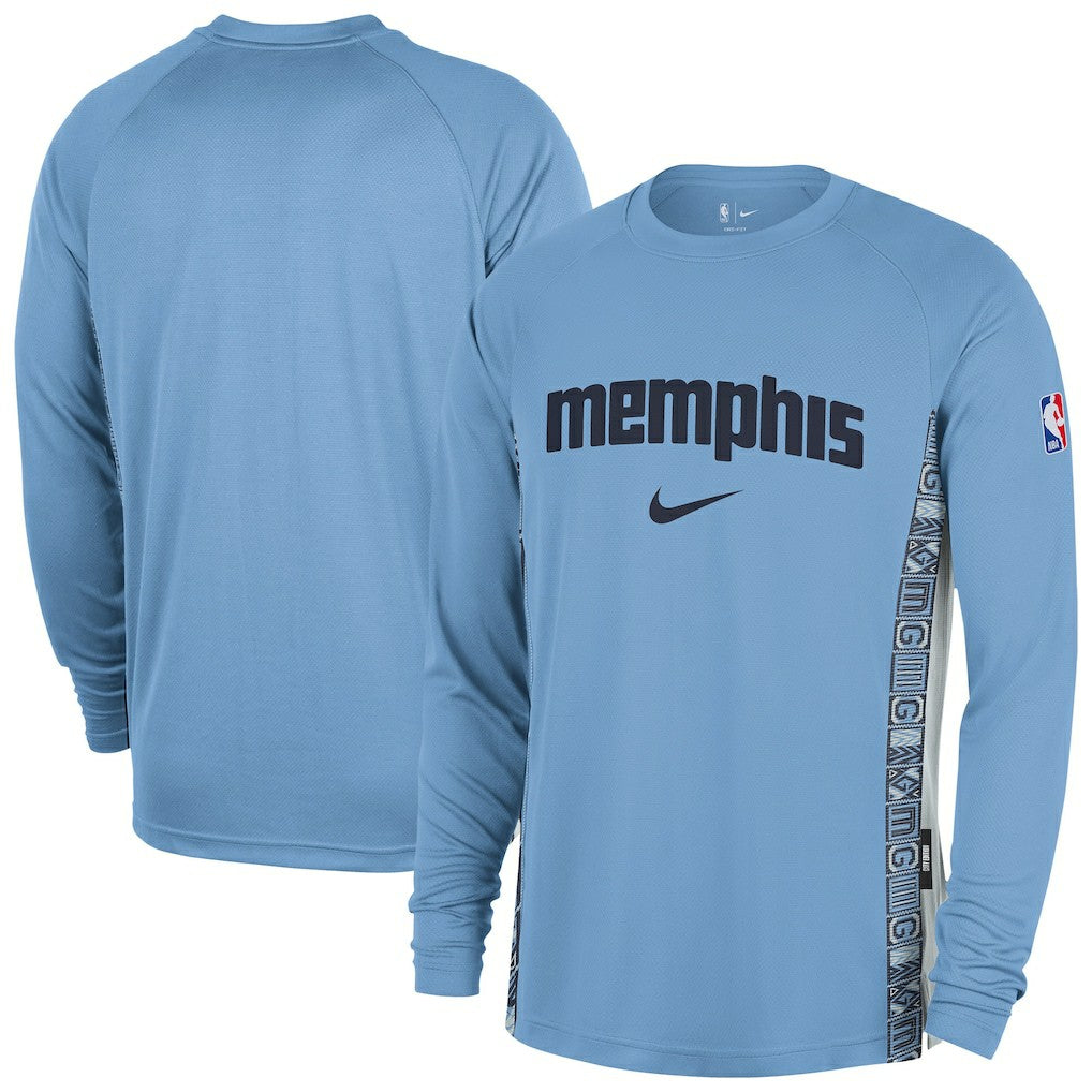 Memphis Grizzlies 2025/26 City Edition Authentic Pregame Dri-FIT Long Sleeve Shooting T-Shirt Light Blue - Nike outlet