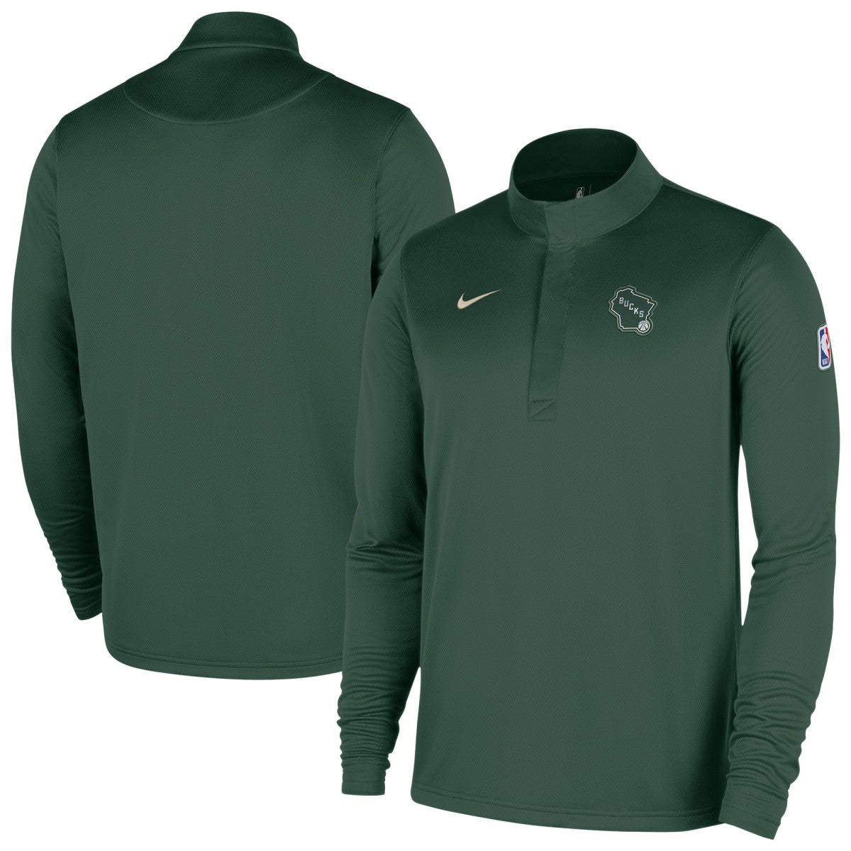 Milwaukee Bucks 2025/26 City Edition Remix Authentic Coaches Dri-FIT Half-Zip Top Hunter Green - Nike