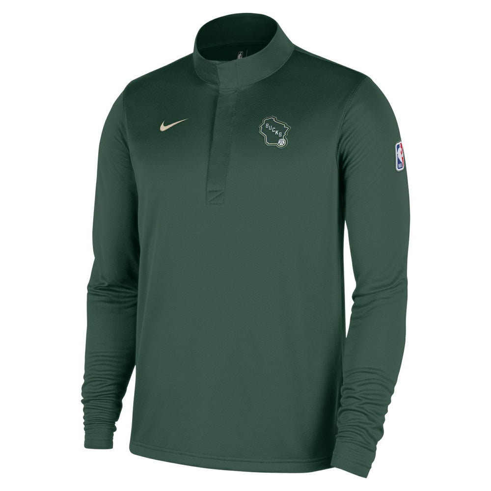 Milwaukee Bucks 2025/26 City Edition Remix Authentic Coaches Dri-FIT Half-Zip Top Hunter Green - Nike
