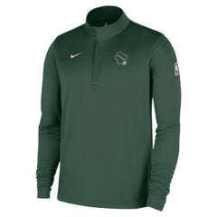 Milwaukee Bucks 2025/26 City Edition Remix Authentic Coaches Dri-FIT Half-Zip Top Hunter Green - Nike
