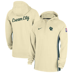 Milwaukee Bucks 2025/26 City Edition Remix Authentic On-Court Quarter-Zip Dri-FIT Hooded Jacket White - Nike