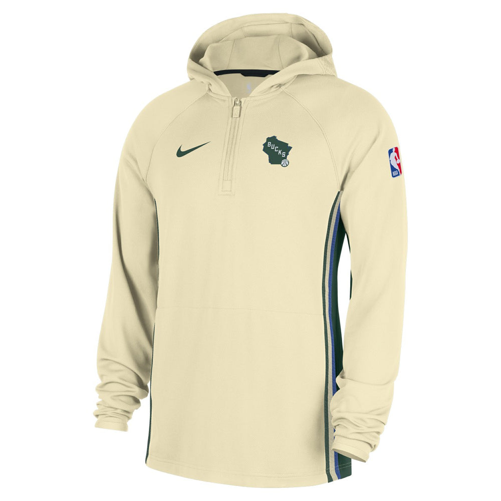 Milwaukee Bucks 2025/26 City Edition Remix Authentic On-Court Quarter-Zip Dri-FIT Hooded Jacket White - Nike