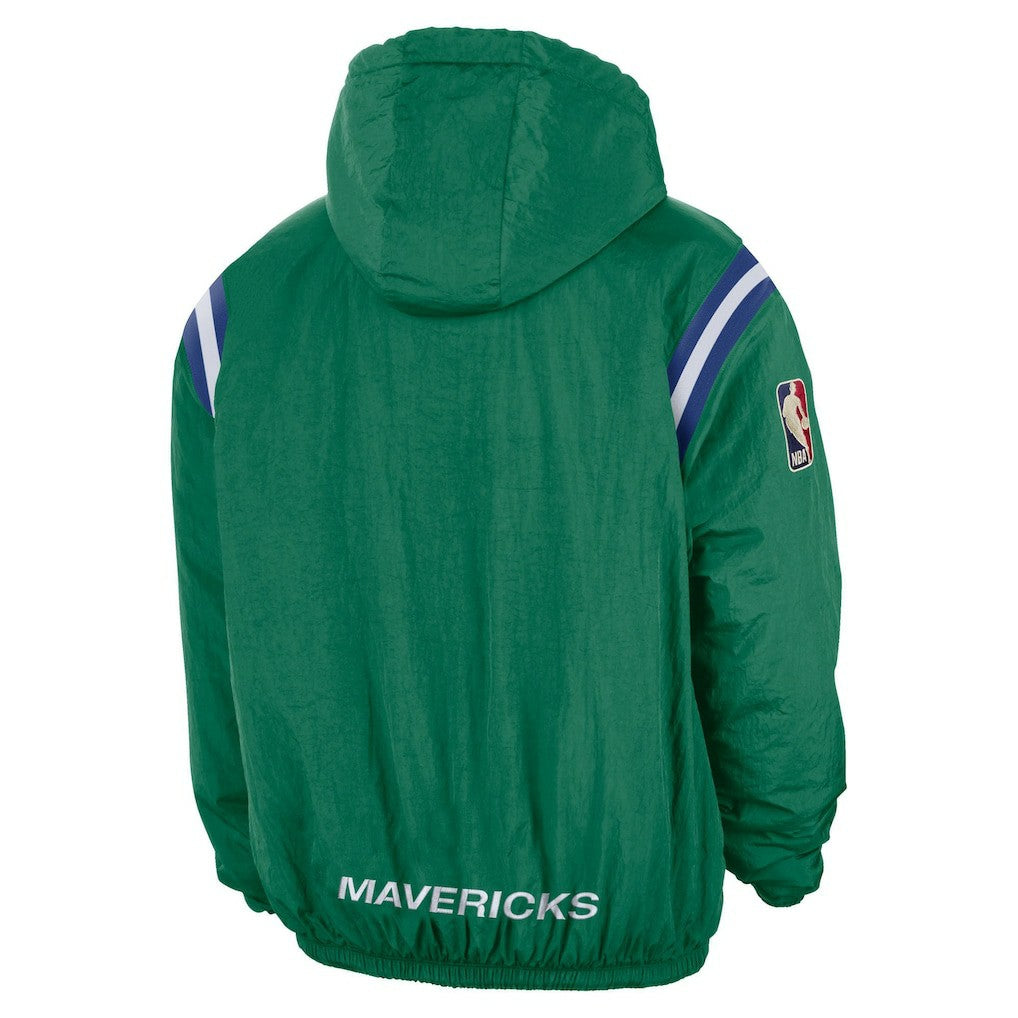 Dallas Mavericks Hardwood Classics Therma-FIT Half-Zip Hooded Windbreaker Green - Nike